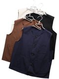 WIAOFELLAS  -  Men's Japanese Casual Vest, Retro Workwear Style, 100% Cotton Pocket Detail, Loose Fit for Outdoor and Cafe Work