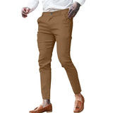 Wiaofellas  -  Men's Twill Cotton Stretch Fashion Youth Street Slim Pencil Skinny Pants