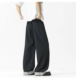 WIAOFELLAS  -  New Summer Men's Casual Pants Drawstring Contrast Color Patchwork Wide Leg Elastic Waist Straight Loose Male Bottom