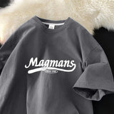 WIAOFELLAS  -  New Summer Cotton Short-sleeved Shirt Men Women Loose Versatile Fashion English Printing Trend Round Neck Half-sleeved Aesthetic