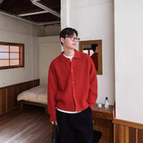 WIAOFELLAS  -  Autumn and Winter Thick Sweater Jacket Men's Solid Color Loose and Handsome Knitted Cardigan Casual Neutral Style