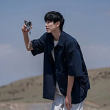 WIAOFELLAS  -  Working Short-sleeved Shirt Men's Summer Japanese Retro Loose Casual Half-sleeved Shirt American Handsome Fashion Jacket