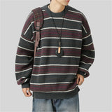 WIAOFELLAS  -  Men Smooth Striped Sweater Winter Knitted Jumpers Pullover Men Streetwear Hip Hop Harajuku Japan Style Patchwork Grey Sweaters