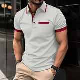 WIAOFELLAS  -  Summer Men's Short sleeve Polo Shirts Fashion Business Casual Polos Man Patchwork Turn Down Collar Sports Tees Tops Streetwear