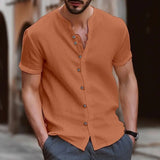 WIAOFELLAS  -  New summer fashion men's retro button casual short-sleeved shirt
