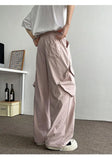 WIAOFELLAS  -  Men's Casual Pants Drawstring Solid Color Pleated Design Menswear Side Big Pokcets Elastic Waist Male Trousers New