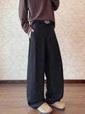 WIAOFELLAS  -  American High Street Casual Pants Men Women Autumn Winter Loose Drapey Slimming Floor-Length Knife- Wide Leg Trousers