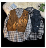 WIAOFELLAS  -  American Outdoor Multi-function Short Vest Jacket Basic Commuting Versatile Vest Cityboy Workwear Waistcoat Aesthetic Urban Chic