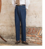 WIAOFELLAS  -  High Quality Jeans Men Dress Trouser Straight Leg Pant Naples Fashion Casual High Waist Straight Leg Jeans Men Trouser