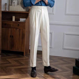 WIAOFELLAS  -  Fashion Vintage Men Pants British Style High Waist Business Casual Straight Trousers Spring Autumn Slim Fits Naples Kolger Pant