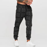 Wiaofellas  -  New Casual Mens Plaid Printed Pants Spring Autumn Fashion Drawstring Lace-up Pants Sports Fitness Men Running Jogging Pants