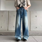 Wiaofellas  -  Autumn New Tie-dye Buttons Streetwear Baggy Jeans Men Loose Mopping Pants Men's Hip Hop Casual Denim Pants Male Straight Blue