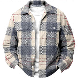 WIAOFELLAS  -  Vintage Men's Plaid Long Sleeve Shirt American Style Comfortable Corduroy Stripe Gray Trendy Classic Spring Autumn Fashion