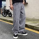 Wiaofellas  -  New high-end jeans for MEN'S FASHION street trend brand leopard print loose straight hip-hop casual washed neutral denim pants