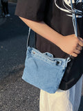 WIAOFELLAS  -  Personality washed denim bag men's new shoulder bag simple Joker Messenger bag fashion sports mobile phone bag