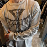WIAOFELLAS  -  Mens Clothing Spring Fashion Casual Loose Long-Sleeved T-Shirt American Street Trend Printing Retro Hip-Hop Y2k T-Shirt Men