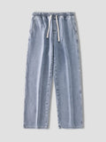 Wiaofellas  -  Autumn Korean Fashion Drawstring Y2K Jeans Homme Classic Baggy Straight Wide Leg Pants New Hip Hop Streetwear Casual jean
