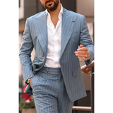 WIAOFELLAS  -  Classy Men's Pinstripe Suits Single Breasted 2 Piecs Blazer Pnats Elegant Business Bnaquet Coustome Suits