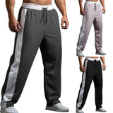 WIAOFELLAS  -  Mens Pants Sports Gym Contrast Color Casual Pants Jogging Exercise Slightly Stretch Soft Elastic Wide Leg Pants Men'S Clothing