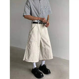 WIAOFELLAS  -  New Summer Men's Casual Shorts Solid Color Splicing Raw Edge Casual Bottom Straight Leg Loose Male Trousers Simple