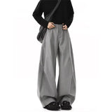 WIAOFELLAS  -  Deep ey Casual Men's Trousers Autumn Winter Straight Leg Wide Leg Drapey Loose Fit Suit Pants Busin Casual Sle