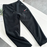 WIAOFELLAS  -  Thiened Fce Lined Straight Leg Casual Pants for Men And Women Couples Winter Warm Trousers Slim Fit Leisure Trousers