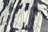 WIAOFELLAS  -  Personality abstract pattern pattern trend short-sleeved shirt men's American trend thin seersucker shirt
