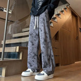 WIAOFELLAS  -  Corduroy Tie-dye Irregular Pants for Men American Loose Casual Sports Wide-leg Trousers
