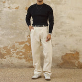 WIAOFELLAS  -  Trendy Bottoming Tees Mens Knitted Solid Color Texture Long Sleeve T-shirts For Men Spring Fall Stylish Slim Stretch O Neck Tops