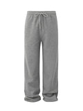 WIAOFELLAS  -  Autumn Men's Velvet Sweatpants Loose Elastic Waist Solid Color Straight Bottom Wide Leg Casual Male Trousers Simple