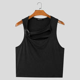 WIAOFELLAS  -  Summer Men Tank Tops Hollow Out Solid Color Sleeveless Male Vests Sexy 2025 Knitted Fashion Crop Tops Men Streetwear