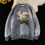 WIAOFELLAS  -  Vintage Floral Graphic Men Sweatshirt Spring Autumn Gothic Round Neck Pullover Hip Hop Streetwear Y2k Sweatshirts