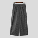 WIAOFELLAS  -  Men Striped Pants Button Joggers Loose Casual Wide Leg Trousers Men Streetwear Fashion Leisure Long Pants S-5XL