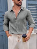 Wiaofellas  -  Autumn and Winter Men's Shirts Breathable Cotton Long-sleeved Plaid Shirt Casual Slim Top Shirt