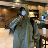 WIAOFELLAS  -  Autumn Jackets Men Chic Baggy Japanese Style Outdoor Hooded Males Overcoats All-match High Street Windproof Long Sleeve College