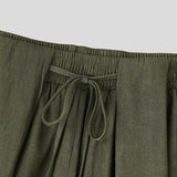 Wiaofellas  -  Men's Pants Solid Color Lace Up Joggers Casual Trousers Men Loose Streetwear Pantalones Drawstring Fashion Pants For Man