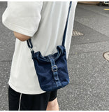 WIAOFELLAS  -  Denim messenger bag men's shoulder bag women's new design niche design fashion brand student mobile phone bag