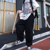 WIAOFELLAS  -  Men's Clothing Spring Autumn Wide Leg Solid Color Elastic Pockets High Waisted Trousers Cargo Preppy Style Korean Fashion Pants