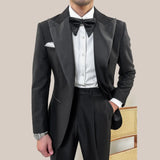 Wiaofellas  -  Black Formal Men Suits for Wedding Two Pieces Groom Tuxedo Fashion Peak Lapel Male Suit Slim Fit Costume Homme