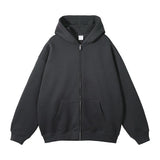 Wiaofellas  -  New Men's Hoodies Sweatshirts Zipper Hoodie Solid Color Hip Hop Mens Hooded Jacket Loose Track Hoodie Jacket Coat Streetwear