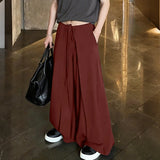 WIAOFELLAS  -  Men Wide Leg Pants Solid Color Drawstring Joggers Trousers Men Streetwear Loose Korean Style Fashion Casual Long Pants