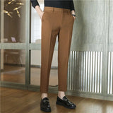 Wiaofellas  -  Men's Slim Fit Dress Pants New Solid Color Formal Trousers Business Casual Straight Leg Suit Pants For Male Office Wedding Wear