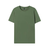 WIAOFELLAS  -  Pure Cotton Short Sleeve T-shirt Men's Round Neck Loose Solid Color Base Shirts Top Tees