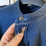 WIAOFELLAS  -  Summer Lightweight Breathable Lyocell Cotton Denim Shirts Men Women Loose Casual Short Sleeve Vintage Shirts Cityboy Blouses