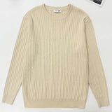WIAOFELLAS  -  Casual Long Sleeve O Neck Knit Sweater Mens T Shirt Autumn Winter Fashionable Solid Color Jumpers For Men Daily Leisure Sweaters