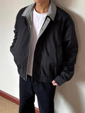 Wiaofellas  -  Daily Leisure Men's Plaid Lapel Cardigans Spring Autumn Casual Patchwork Zip-up Jacket Coat For Men Vintage Long Sleeve Jackets