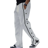 WIAOFELLAS  -  Daily Casual Loose Men Pant Buttons Patchwork Design Streetwear Straight Leg Trousers Lace-up Elastic Waist Harajuku Track Pants