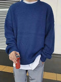 Wiaofellas  -  Autumn Crew Neck Solid Color Pullover Sweaters For Men Casual Y2K Knitted Sweater High Street Fashion Jumpers Hombre
