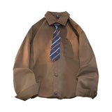 WIAOFELLAS  -  2025 Fashion Men's Spring Autumn Long Sleeve Casual Shirt Male Solid Color Loose Shirts Men Turn Down Collar Blouses P695