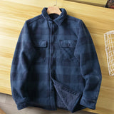 WIAOFELLAS  -  Americans Style Men's Winter Sherpa Fleece Lined Flannel Shirt Jacket Workwear Warm Button Up Plaid Shirt Jacket Male Clothing